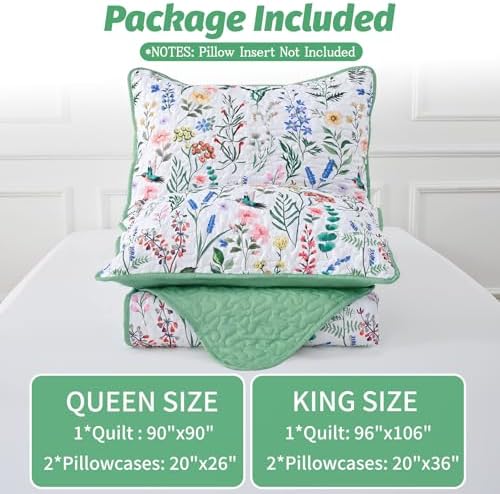 Invoibler Floral Reversible Queen Quilt Set
