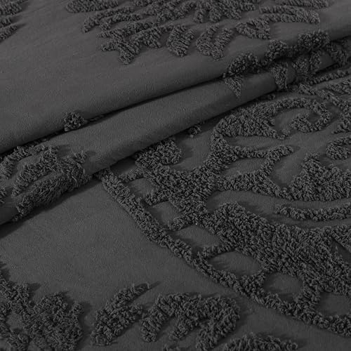 Beatrice Home Fashions Medallion Chenille Bedspread Full Charcoal