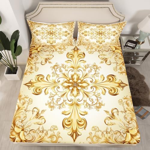 Erosebridal Damask Botanical Paisley Sheet Set Full Size