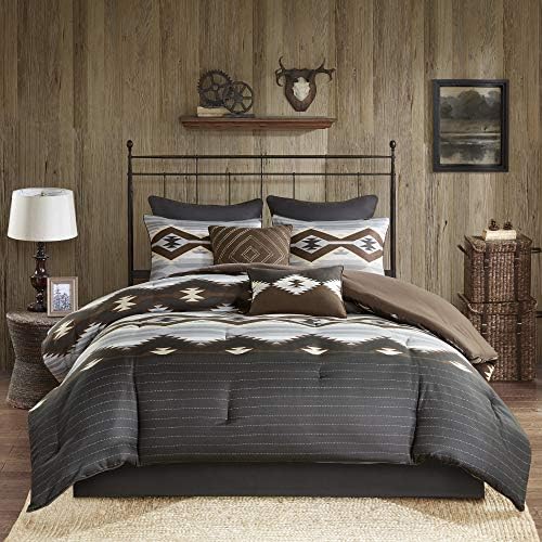 Woolrich Rustic Lodge Comforter Set - All Season Down Alternative GreyBrown
