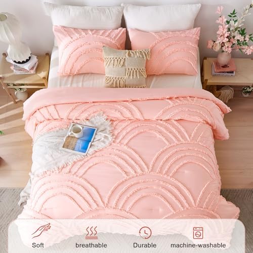 ENJOHOS Pink TwinTwin XL Comforter Set with Rainbow Design 1