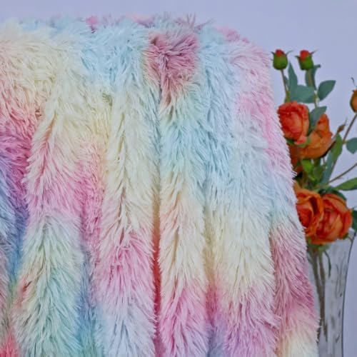 MYRU Plush Rainbow Throw Blanket 51x63 Inches