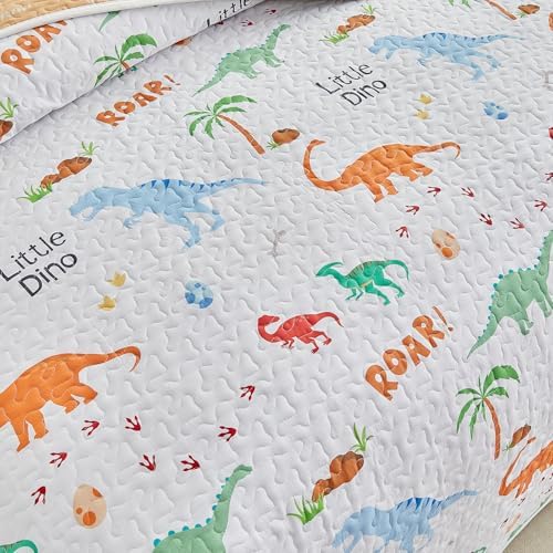 Joyreap 3-Piece Cotton Quilt Set with Dinosaurs Design