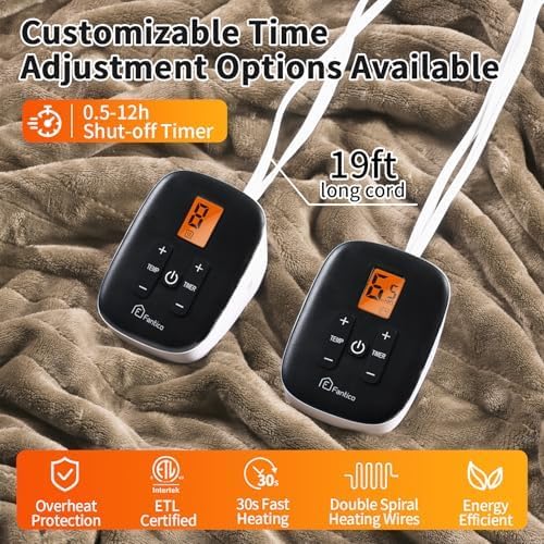 Fantico Electric Blanket Queen Size Dual Control 10 Heat Settings 1