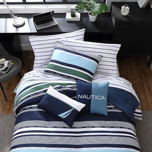 Nautica Full Comforter Set with Matching Sham and Throw Pillows
