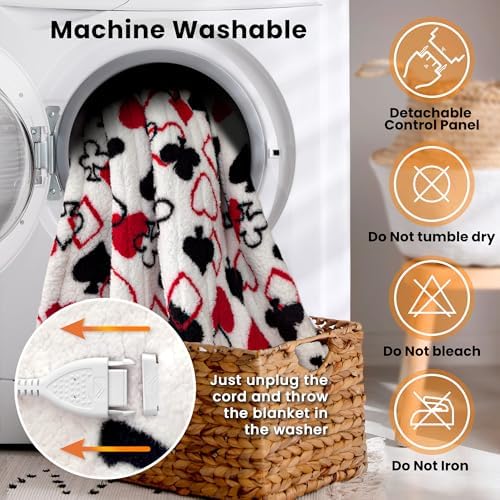 Blunique Heated Throw Blanket 50x60 Red with 6 Heat Settings