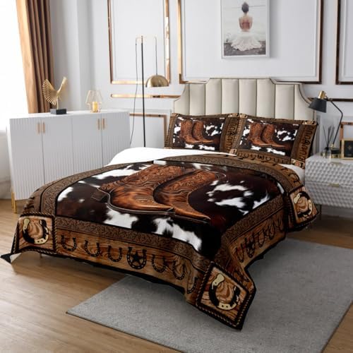 Manfei Western Cowboy Bedspread King Size Set
