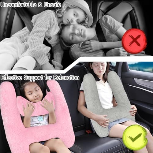 Soft Plush Car Pillow with Neck Support Purple