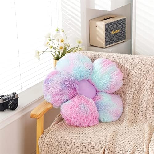 UGEYAO Faux Fur Flower Pillow - Rainbow Purple 197 Inches
