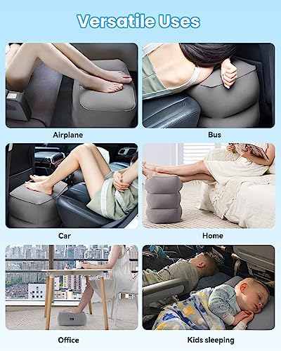 Inflatable Foot Rest for Air Travel Adjustable Height Leg Pillow
