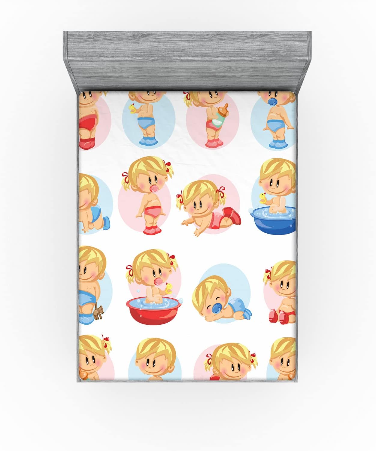 Ambesonne Cartoon Fitted Sheet Multicolor California King