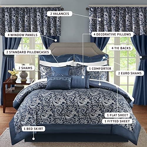 Madison Park Brystol 24 Piece Faux Silk Comforter Set King