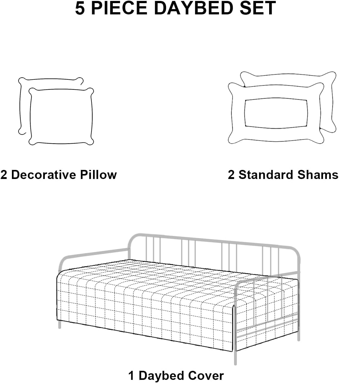Feyocn 5-Piece Daybed Bedding Set - Geometric Print Comforter Shams