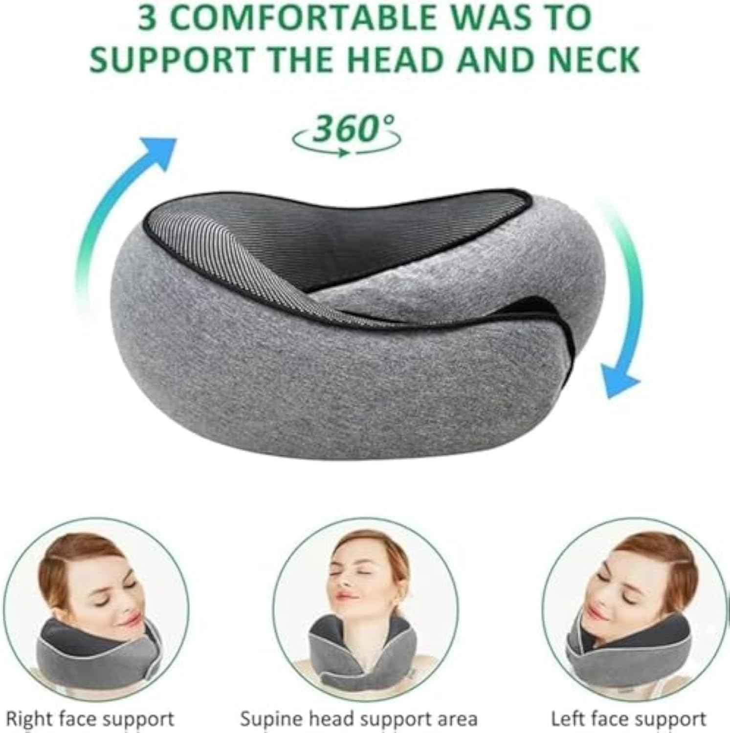 Qderbm Pilohug Travel Pillow - 360 Memory Foam Neck Support