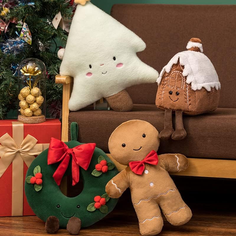 Cute Christmas Plush Pillow Gingerbread Man Wreath Shape