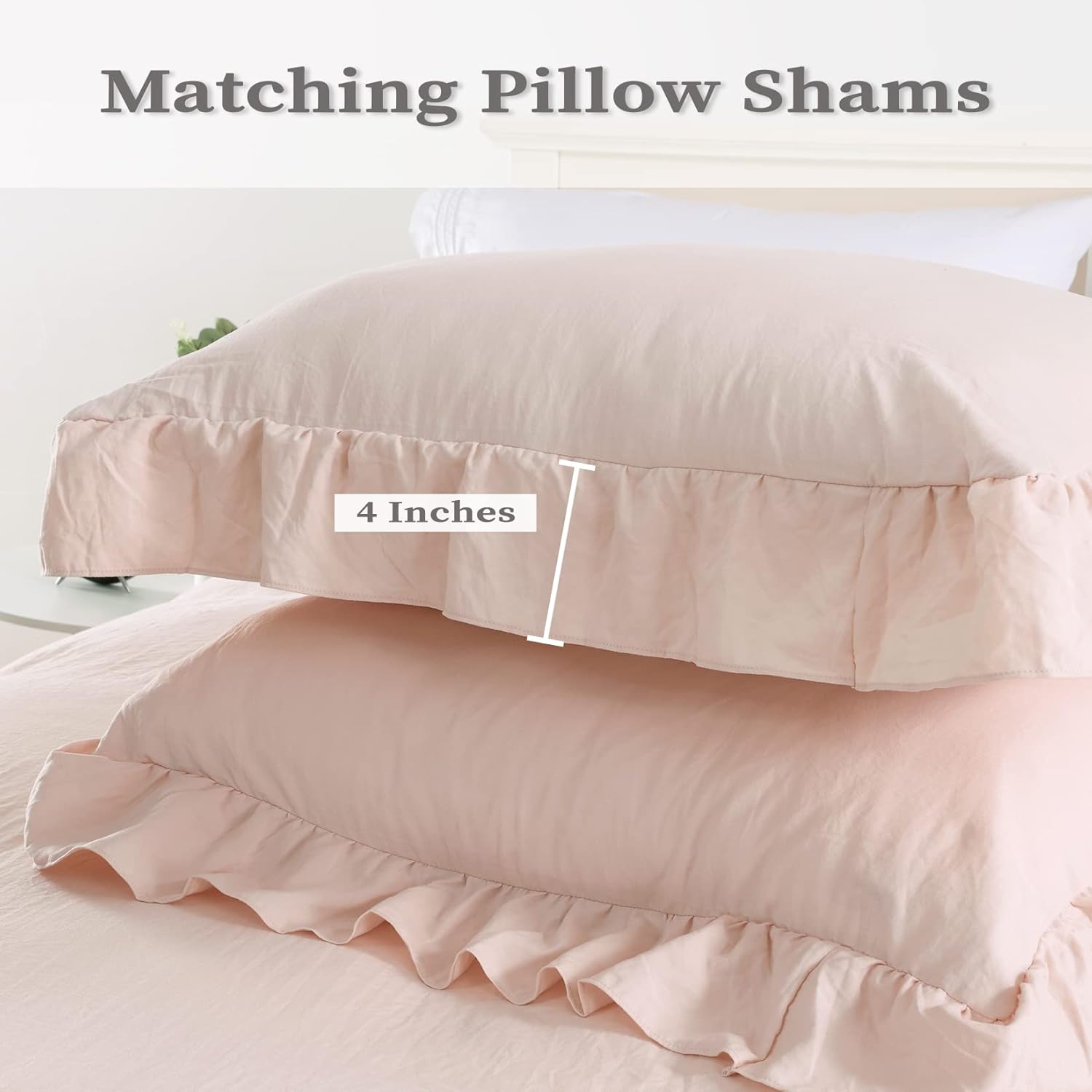 CAROMIO Pink Ruffle Duvet Cover Set 2PCS Twin