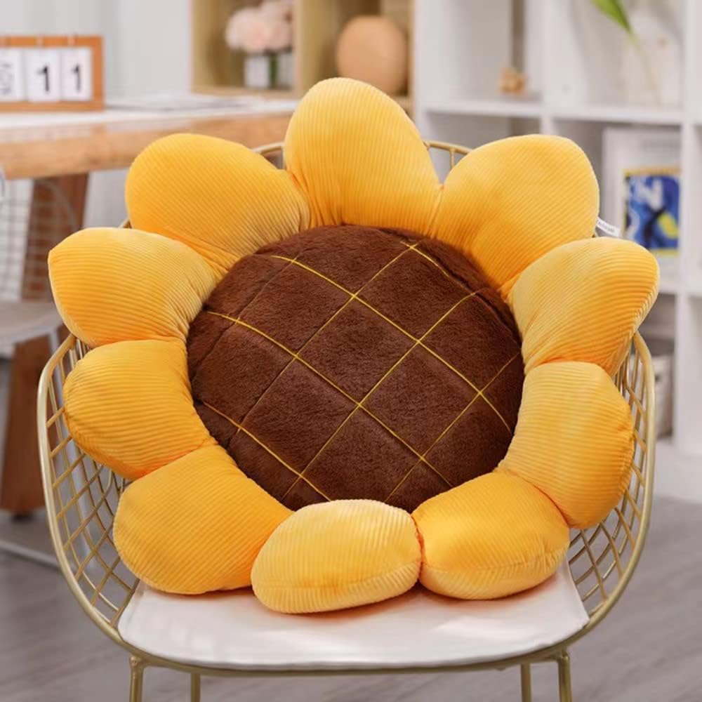 Yellow Sunflower Cushion Mat Reversible Decorative Pillow