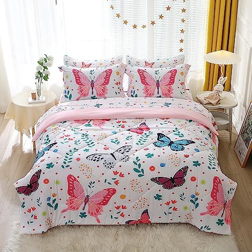 Girls Butterfly Comforter Set 7 Piece Full Size