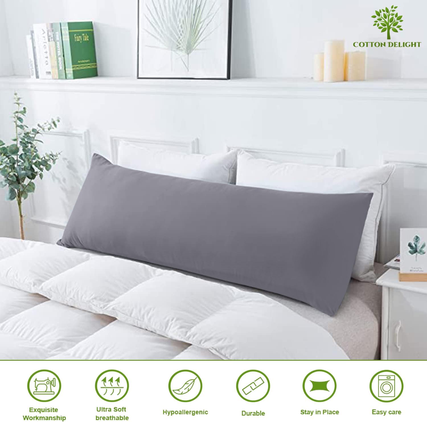 Cotton Delight Body Pillowcase 20 x 72 Zipper Closure