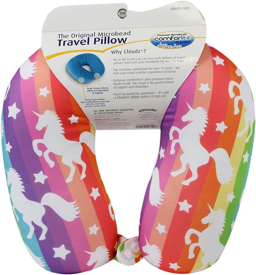 Cloudz Patterned Microbead Travel Pillow - Unicorn