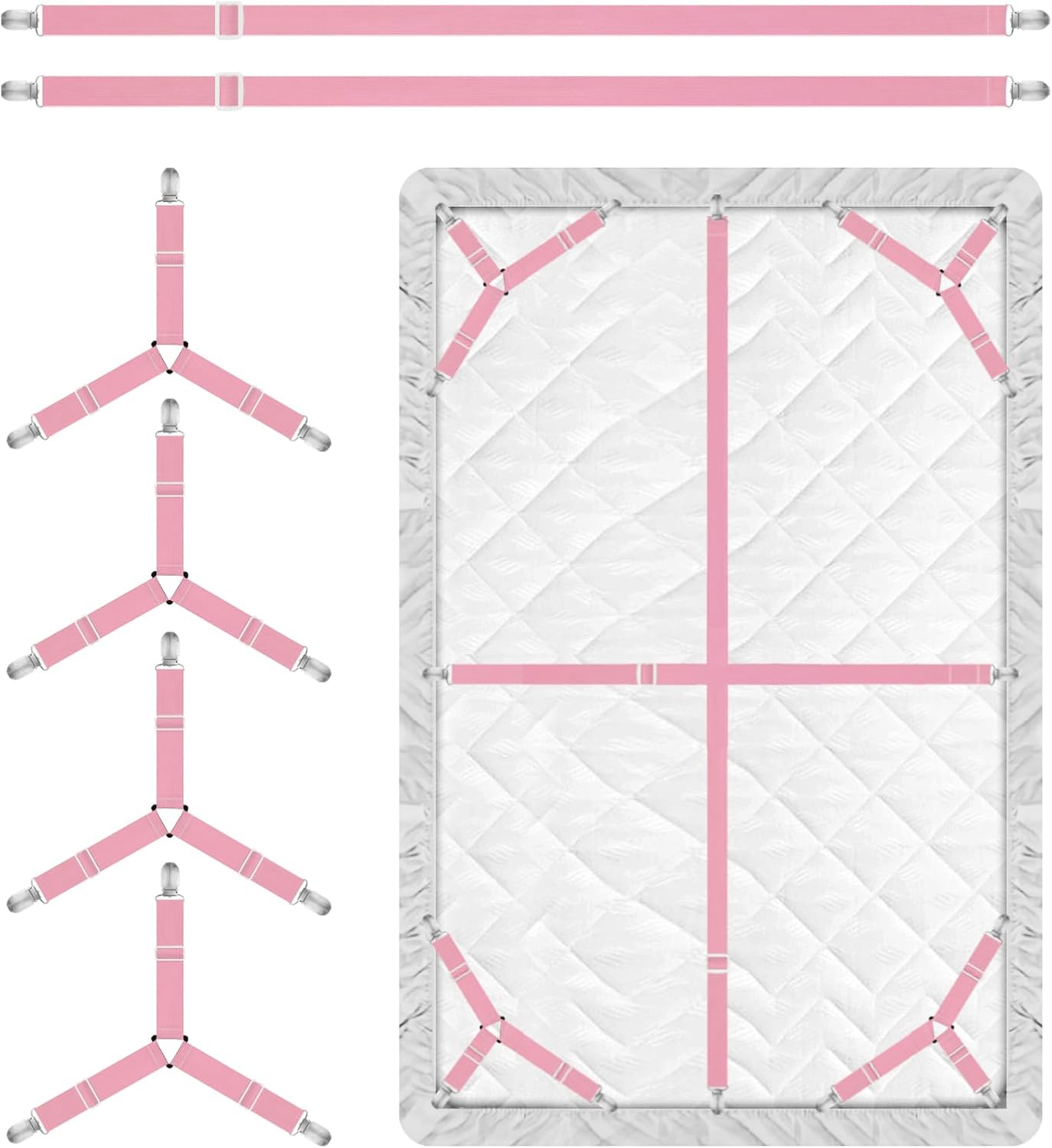 Eiruseed Sheet Holder Straps 42 Pcs Pink