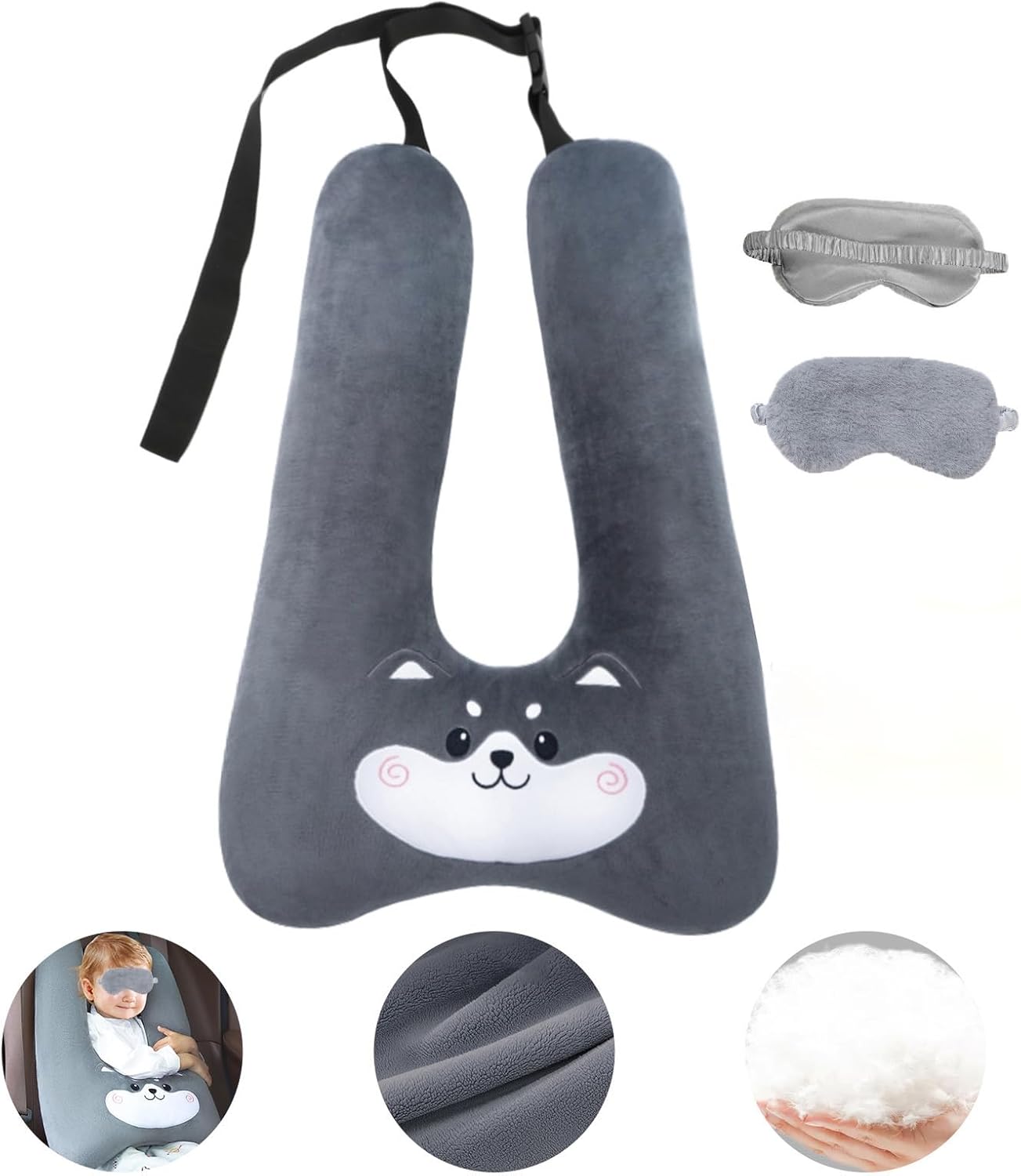Longhuo Kids Travel Pillow U Shaped Car Seat Support