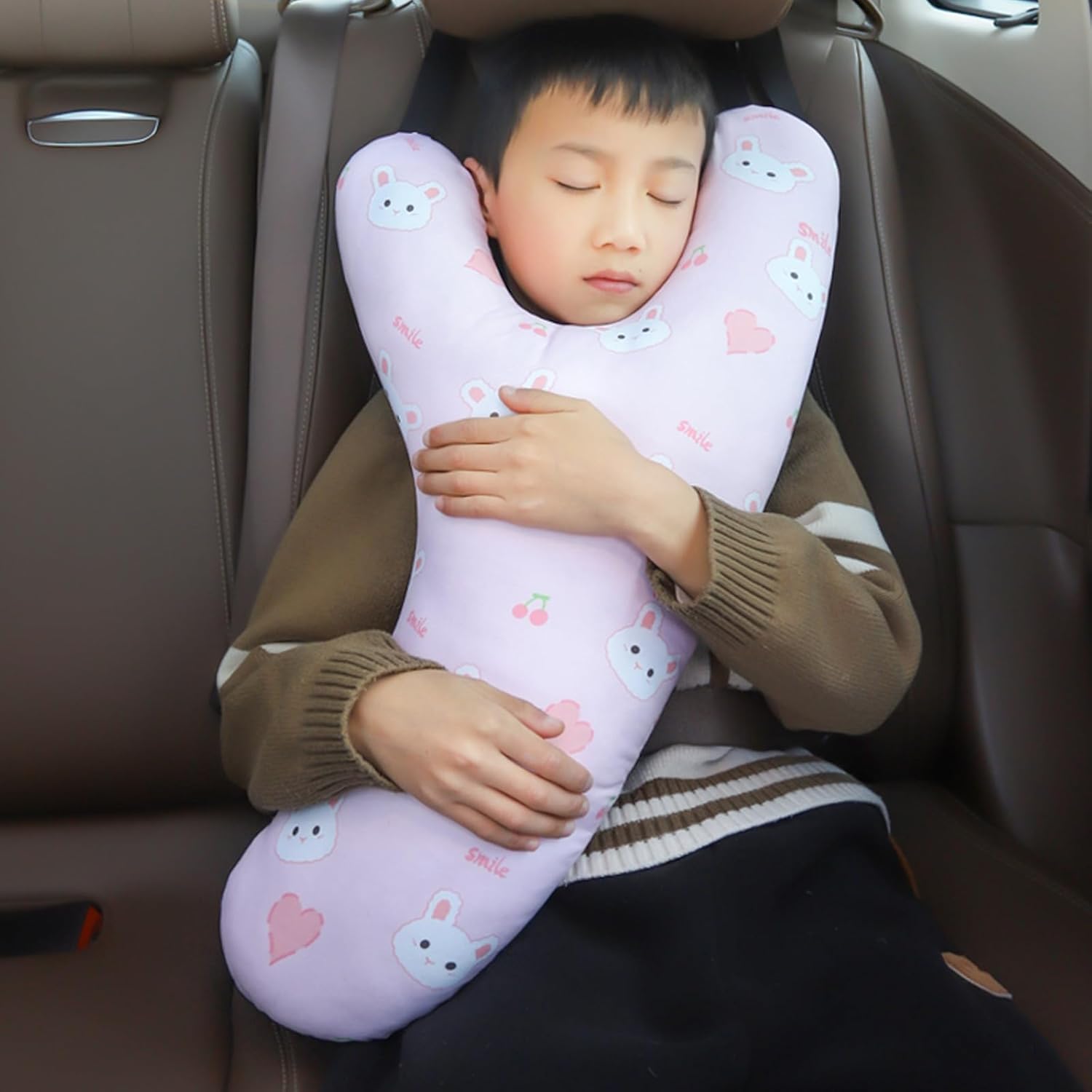 Y-Shape Car Headrest Pillow for Kids Bunny Design