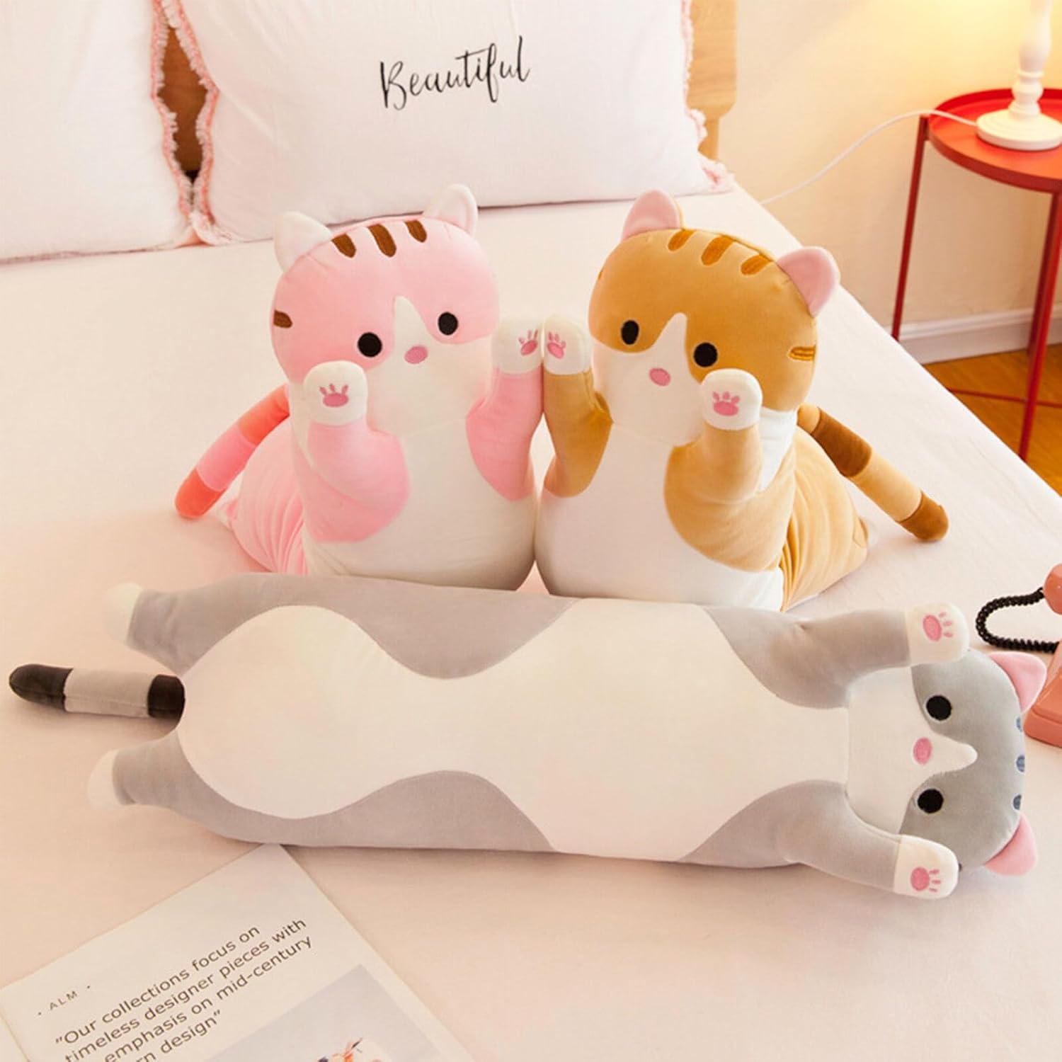 Somao Long Cat Plush Pillow - Soft Hugging Pillow for Kids and Adults