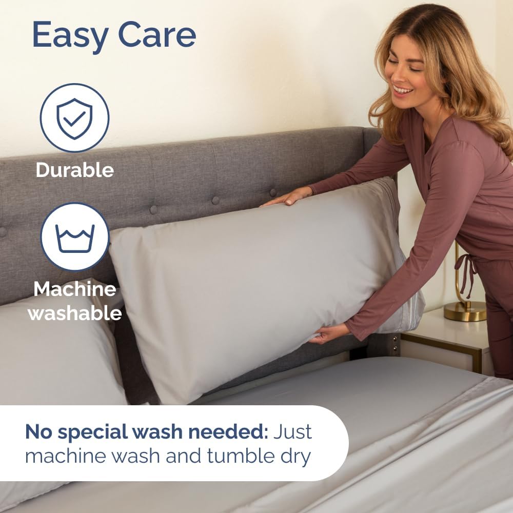 Wrap Around Dust Ruffle Bed Skirt 2 Pillowcases Bundle - Light Grey 1