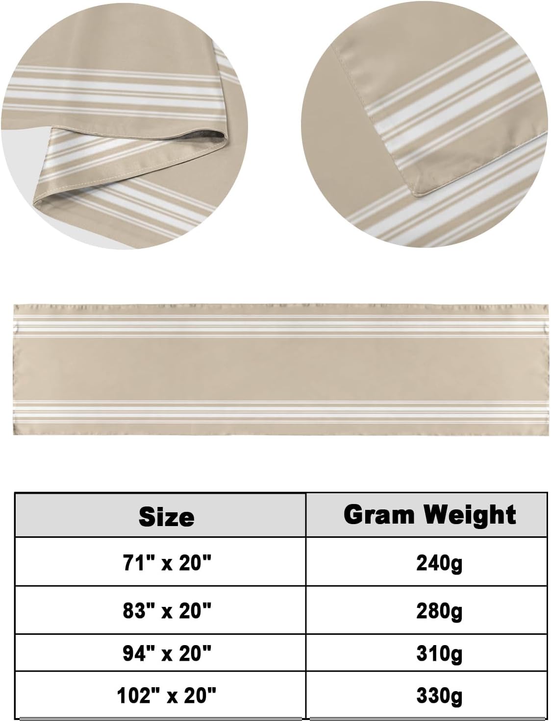 Ldtrchee Cal King Bed Runner Beige Striped Satin Scarf Throws