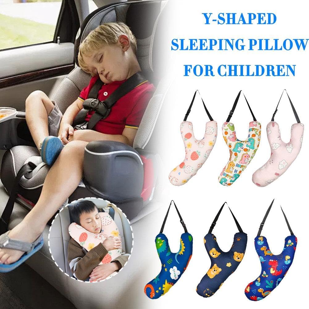 Y Shape Car Travel Pillow with Animal Design for Kids and Adults