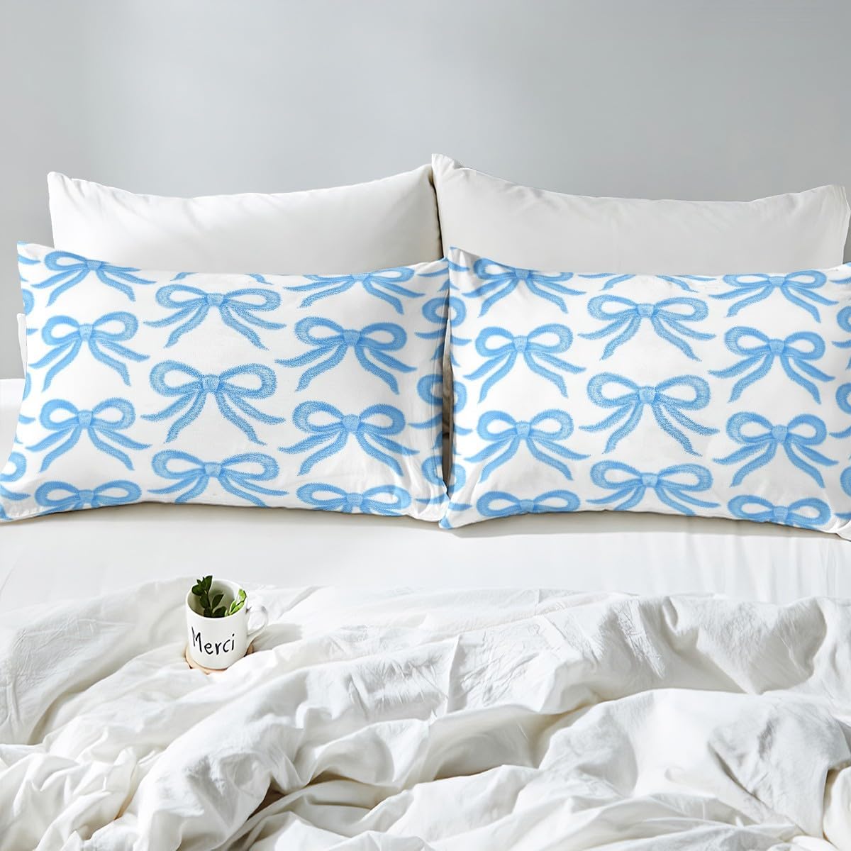 Erosebridal Girls Bow Sheet Set Blue Fantasy Full Size