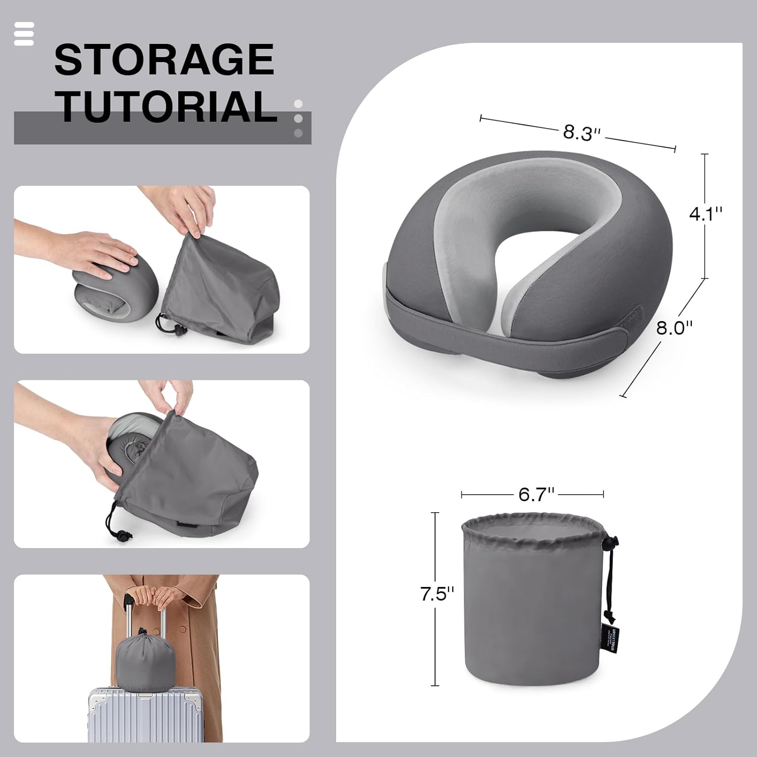 UrnexTour Kids Travel Pillow with Memory Foam and Washable Cover