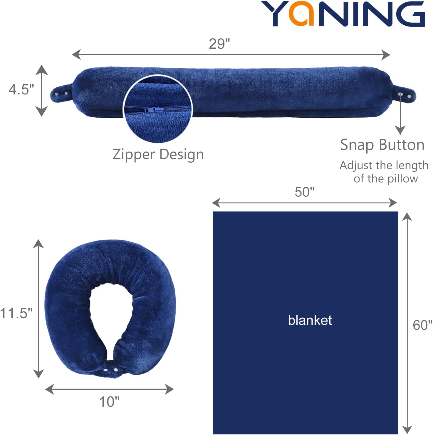 Yaning Multifunctional Travel Blanket with Neck Pillow Case