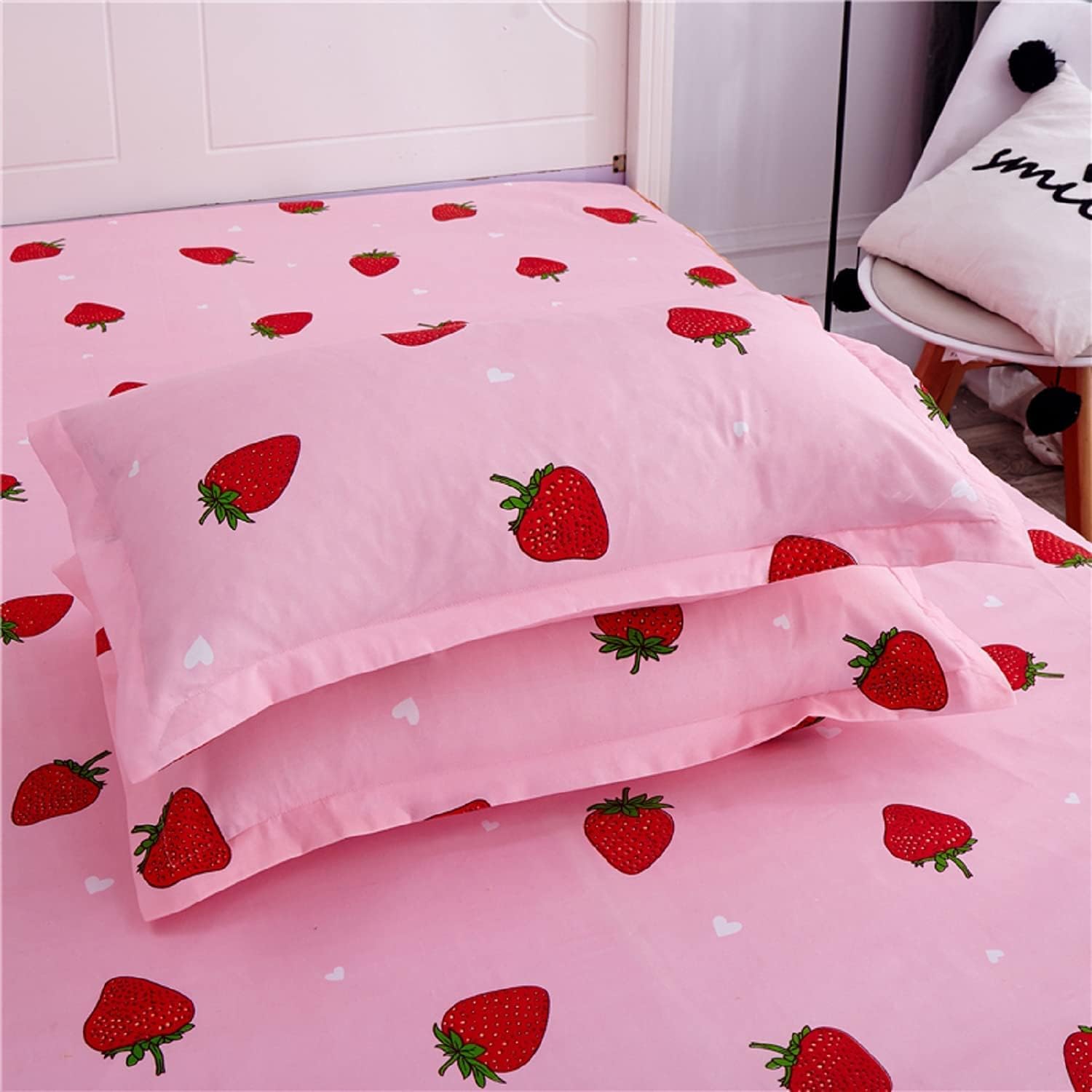 Feelyou Cute Strawberry Bed Sheet Set for Girls