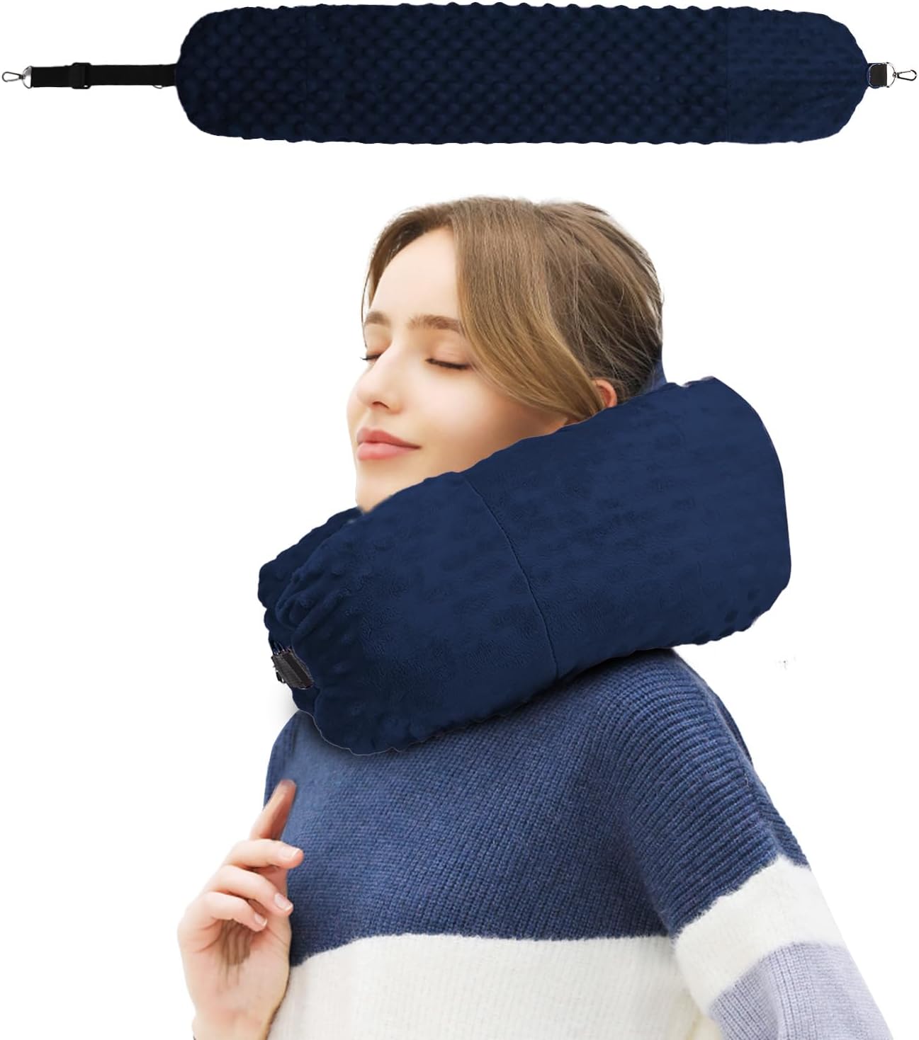 Stuffable Travel Pillow with Storage Bag - Dark Blue
