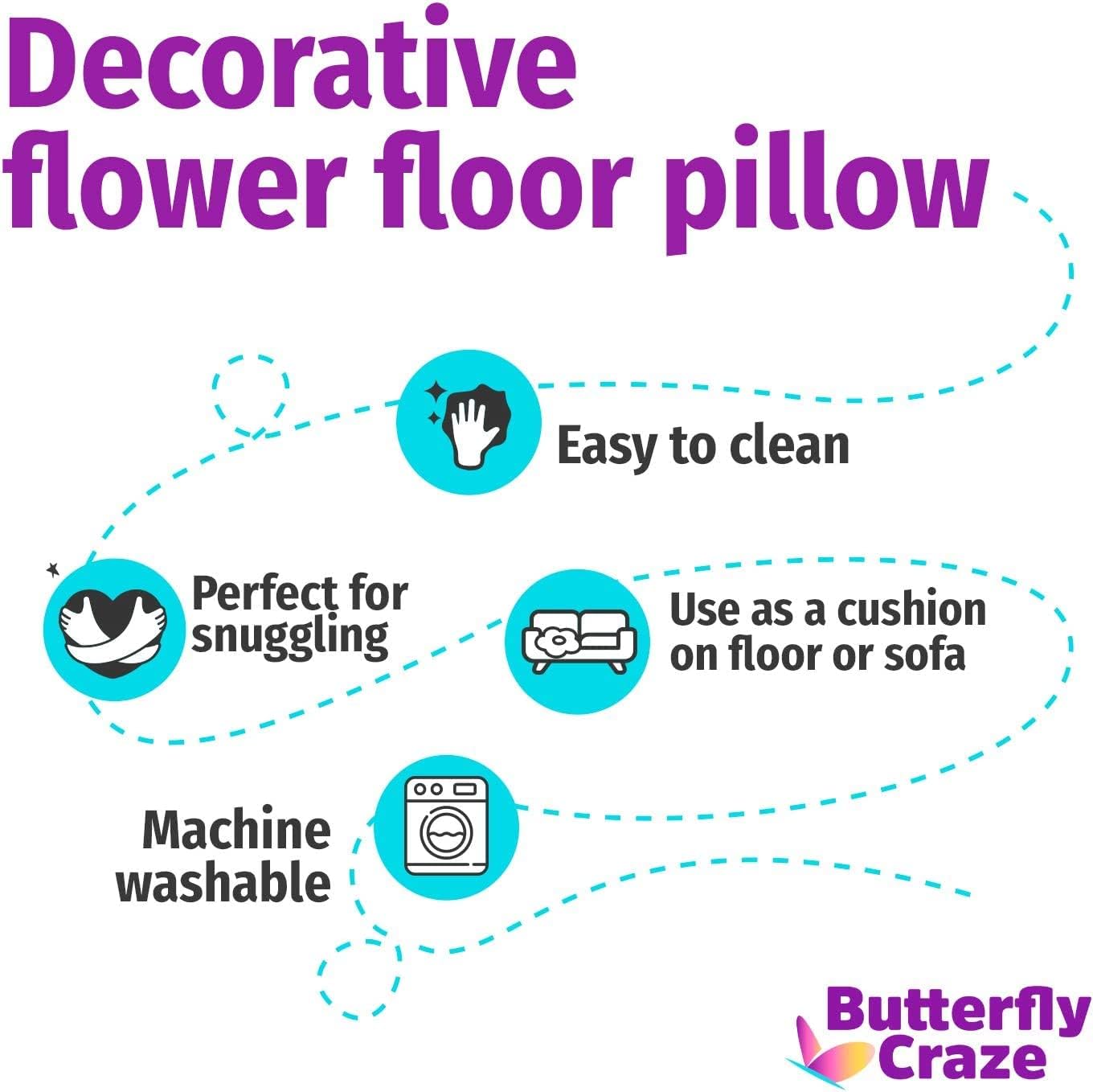 Butterfly Craze Daisy Floor Pillow - Pink 20 Inches