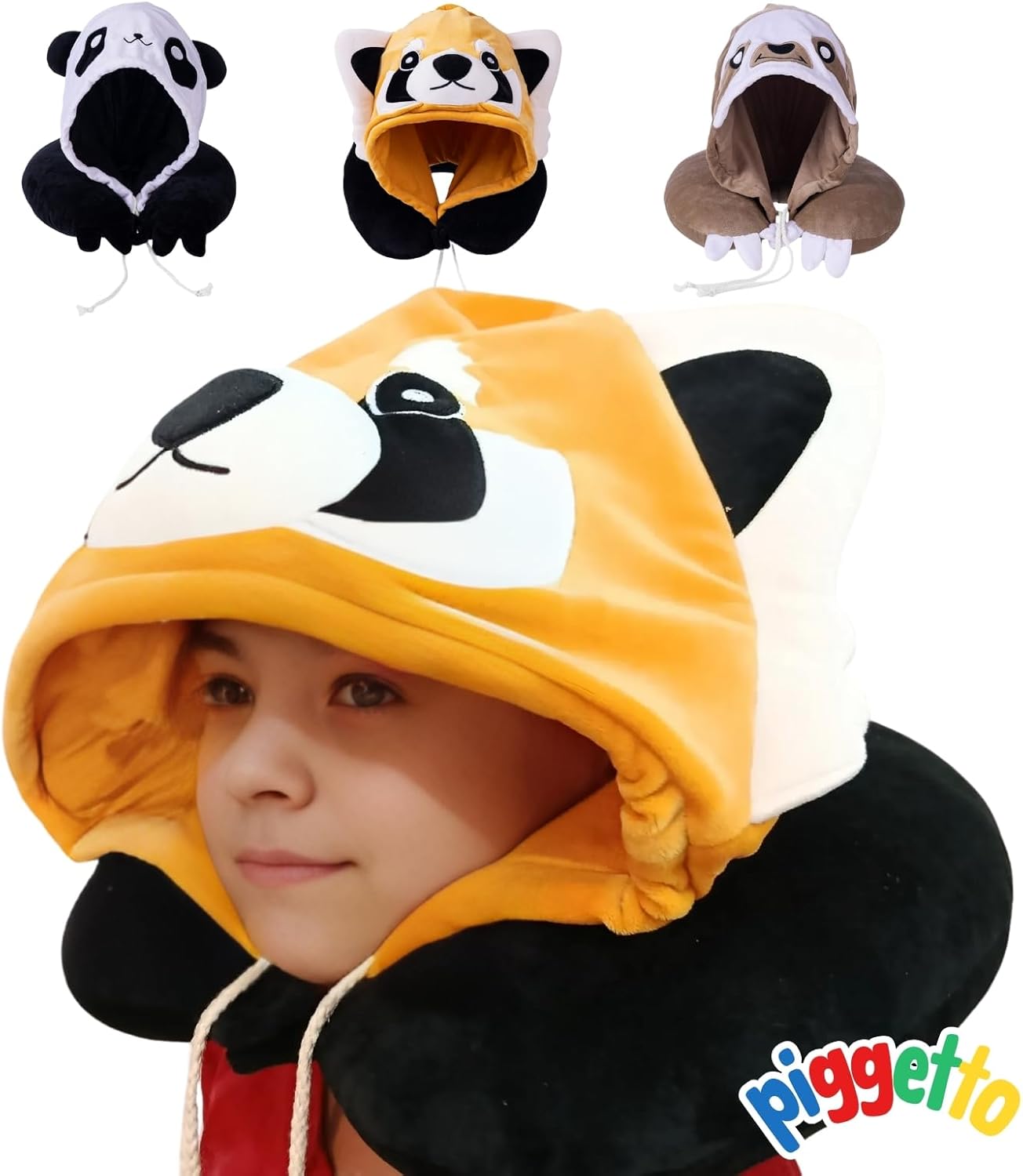Kids Travel Pillows with Hood and Animal Designs