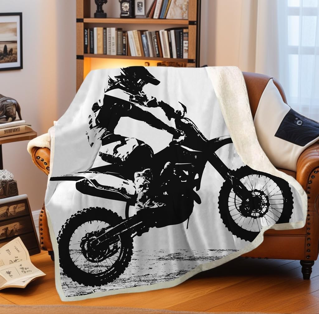SHOMPE Dirt Bike Throw Blanket 50x60 Inches