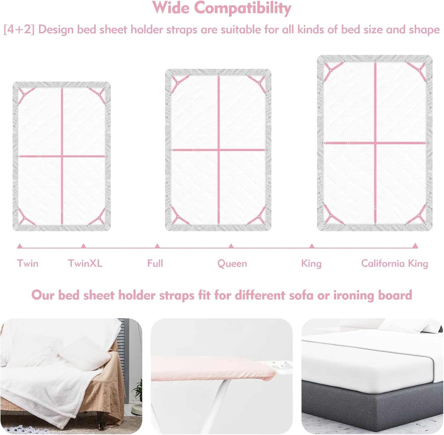 Eiruseed Sheet Holder Straps 42 Pcs Pink