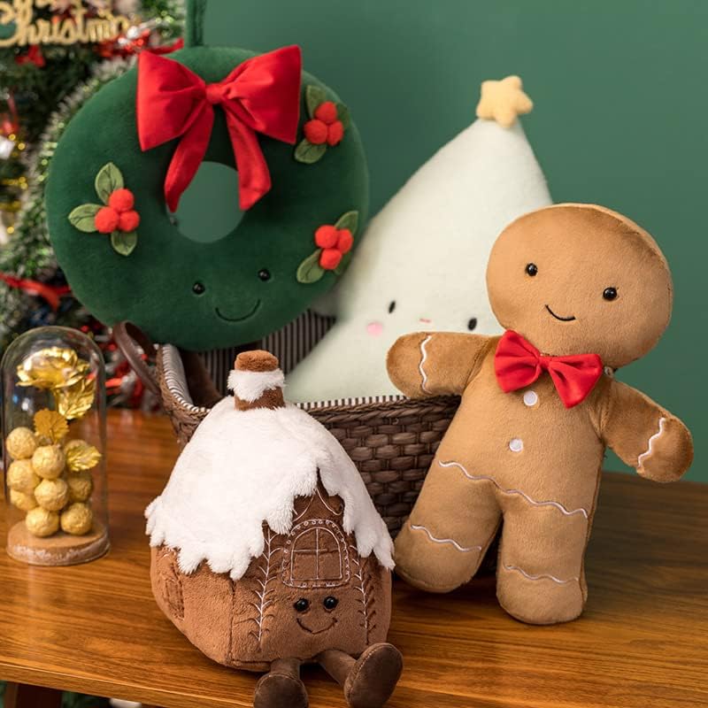 Cute Christmas Plush Pillow Gingerbread Man Wreath Shape