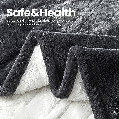 PTQ Electric Heated Blanket 50x60 Grey 6 Level 4H Auto Off