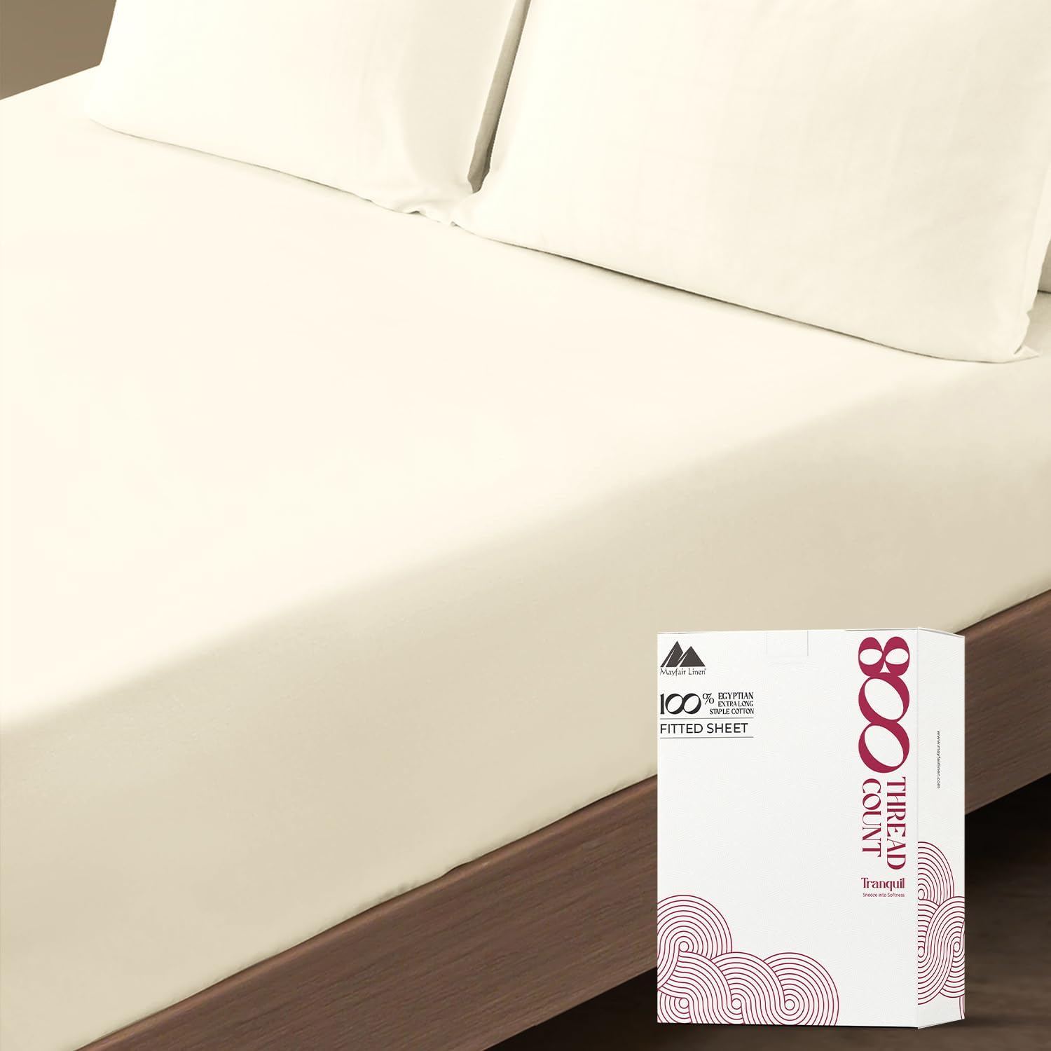Mayfair Linen King Fitted Sheet Only - 800 Thread Count Ivory