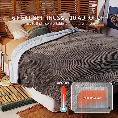 HOMISPRITE Heated Blanket Twin Size 62x84 Grey