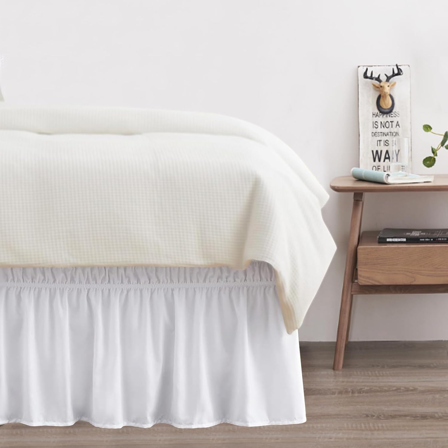 ANARACHON Twin Bed Skirt with Elastic Wrap