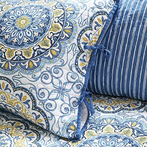 Madison Park Daybed Cover Set 75x39 Medallion Blue 6 Piece