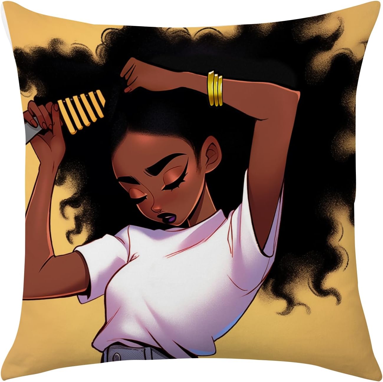 SARA NELL Black Girl Throw Pillow Cover 18x18 Inch