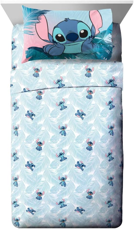 Jay Franco Disney Lilo Stitch Floral Fun Sheet Set - 4 Piece