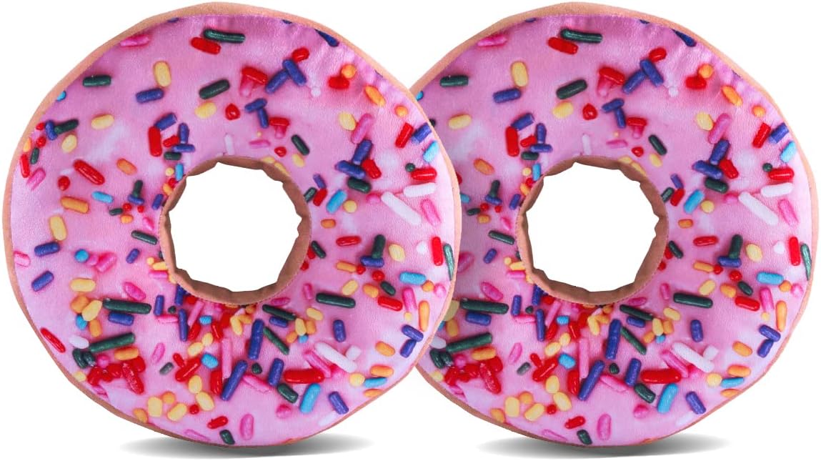 HYSEAS 14 Inch Pink Donut Throw Pillow 2 Pack