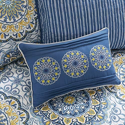 Madison Park Daybed Cover Set 75x39 Medallion Blue 6 Piece